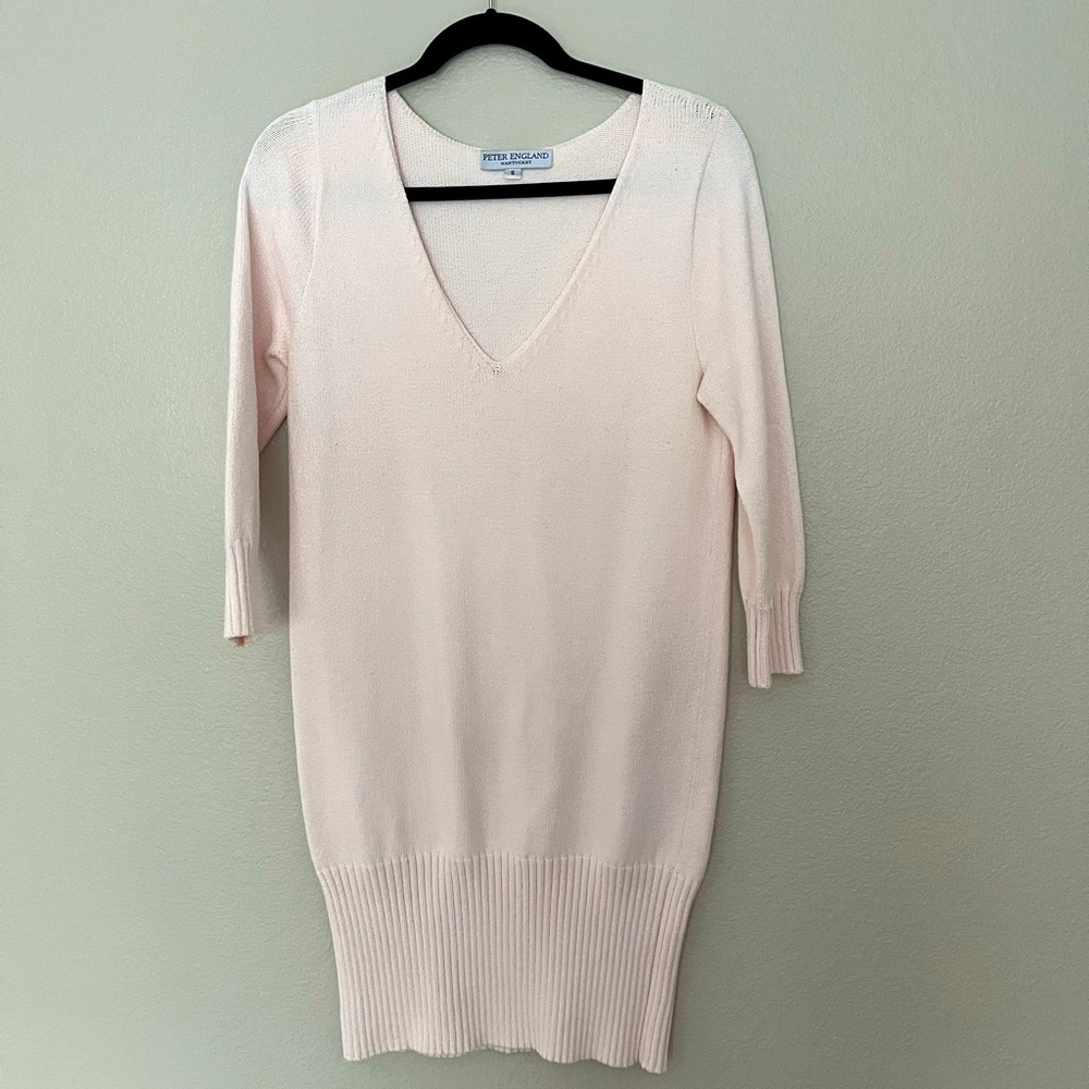 Peter England Light Pink Long Line Sweater